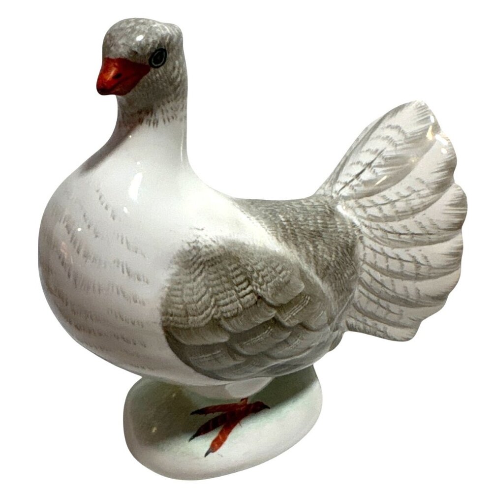 Vintage Porcelain Grey White Bird Dove Figurine 4"